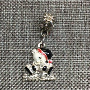 Polar Bear Charm Pendant As Is Happy Holid Silver Red Black White Christmas